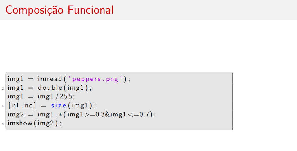 Código limiarização intervalo