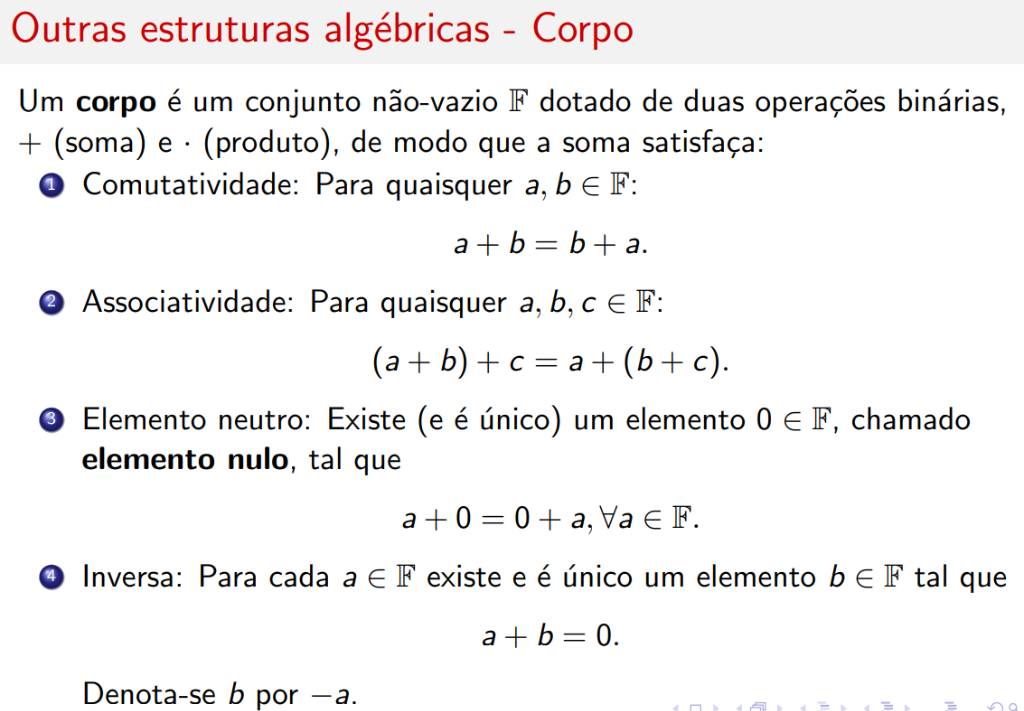 Propriedades da Soma no Corpo