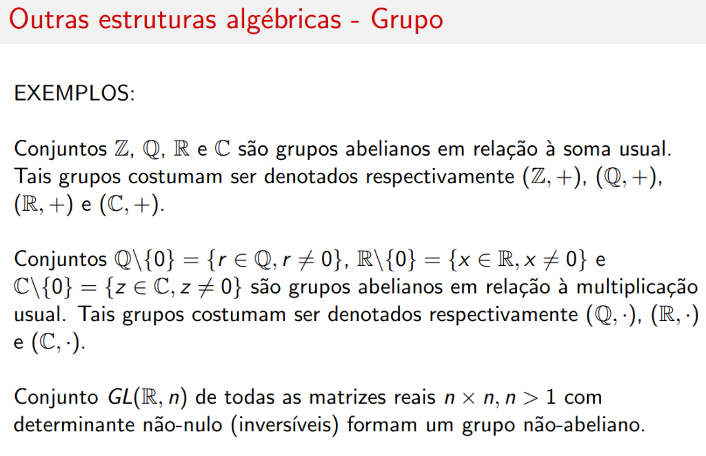 Exemplos de Grupos