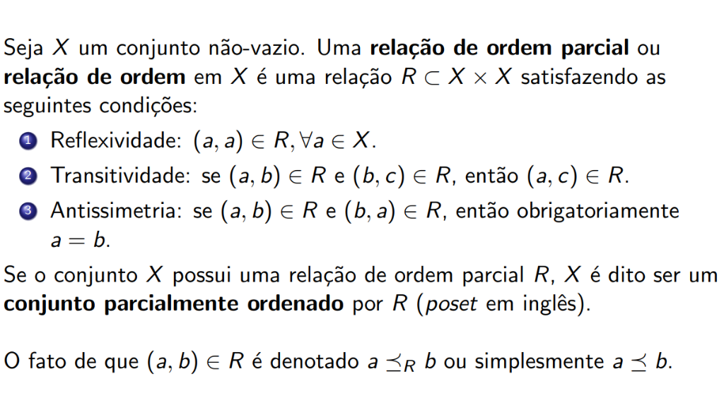 Definição formal de ordem parcial