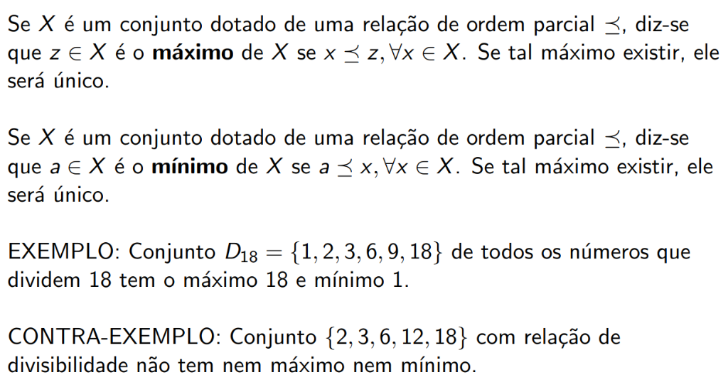 Definição de máximo e mínimo