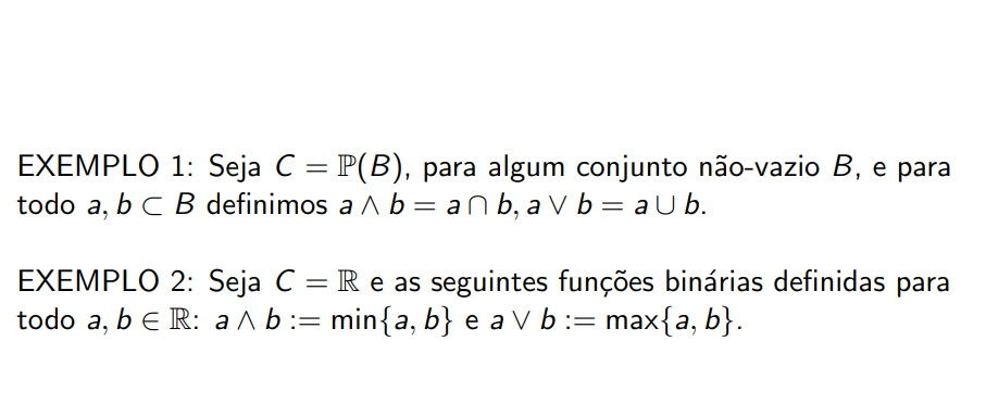 Exemplos de reticulados como estruturas algébricas