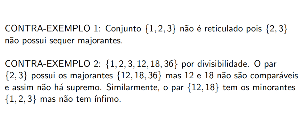 Contra-exemplos de reticulados