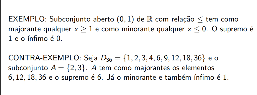 Exemplos de supremo e ínfimo